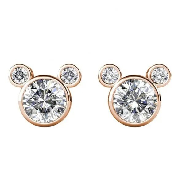 Rose Gold Mickey Mouse Swarovski Crystal Stud Earrings